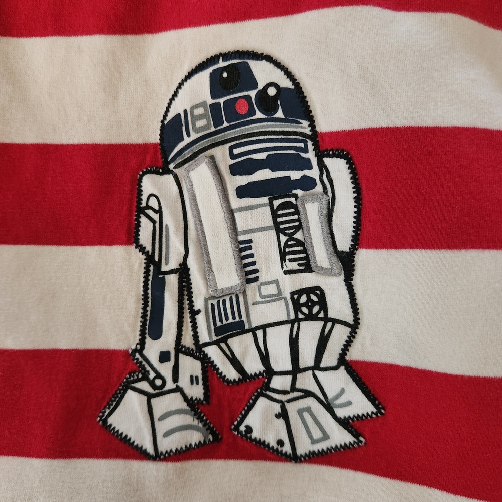 Hanna Andersson Star Wars R2-D2 Striped Long Sleeve Shirt Kids 120 US 6-7 Red